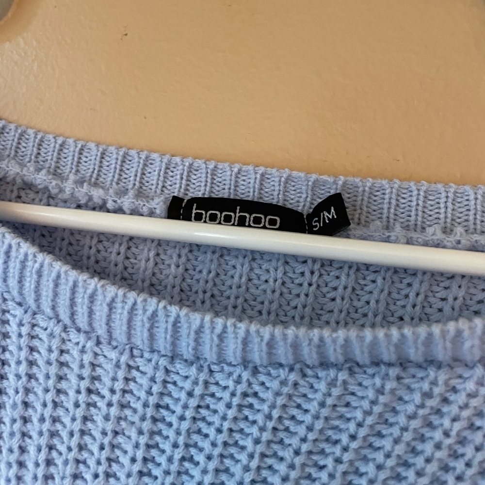 Boohoo Distressed Blue Sweater View 5